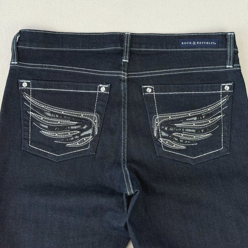 Rock & Republic Kasandra Bootcut Jeans Womens 12L Dark Wash Mid Rise Western Y2K - Picture 4 of 12
